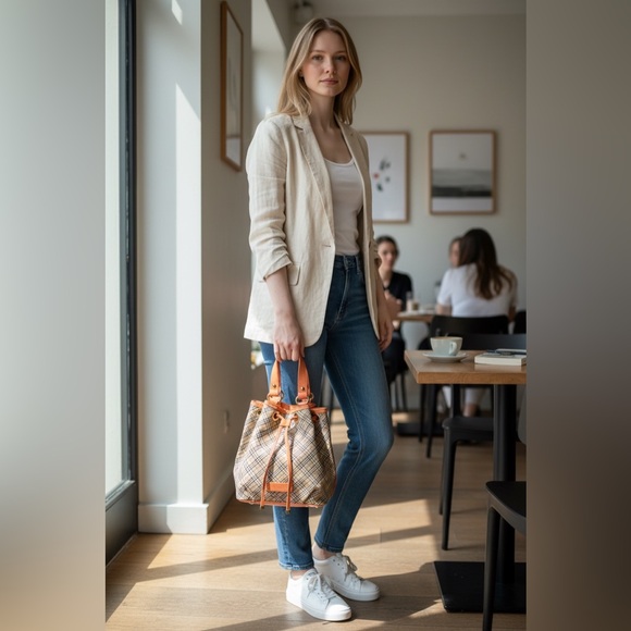 Burberry Blue Label Nova Check drawstring bucket bag EUC - Picture 4 of 17